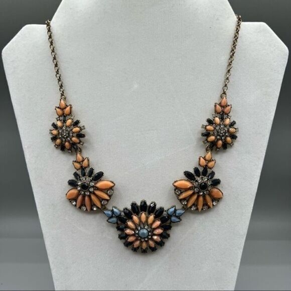 J. Crew Flower Rhinestone Statement Necklace - Picture 1 of 4